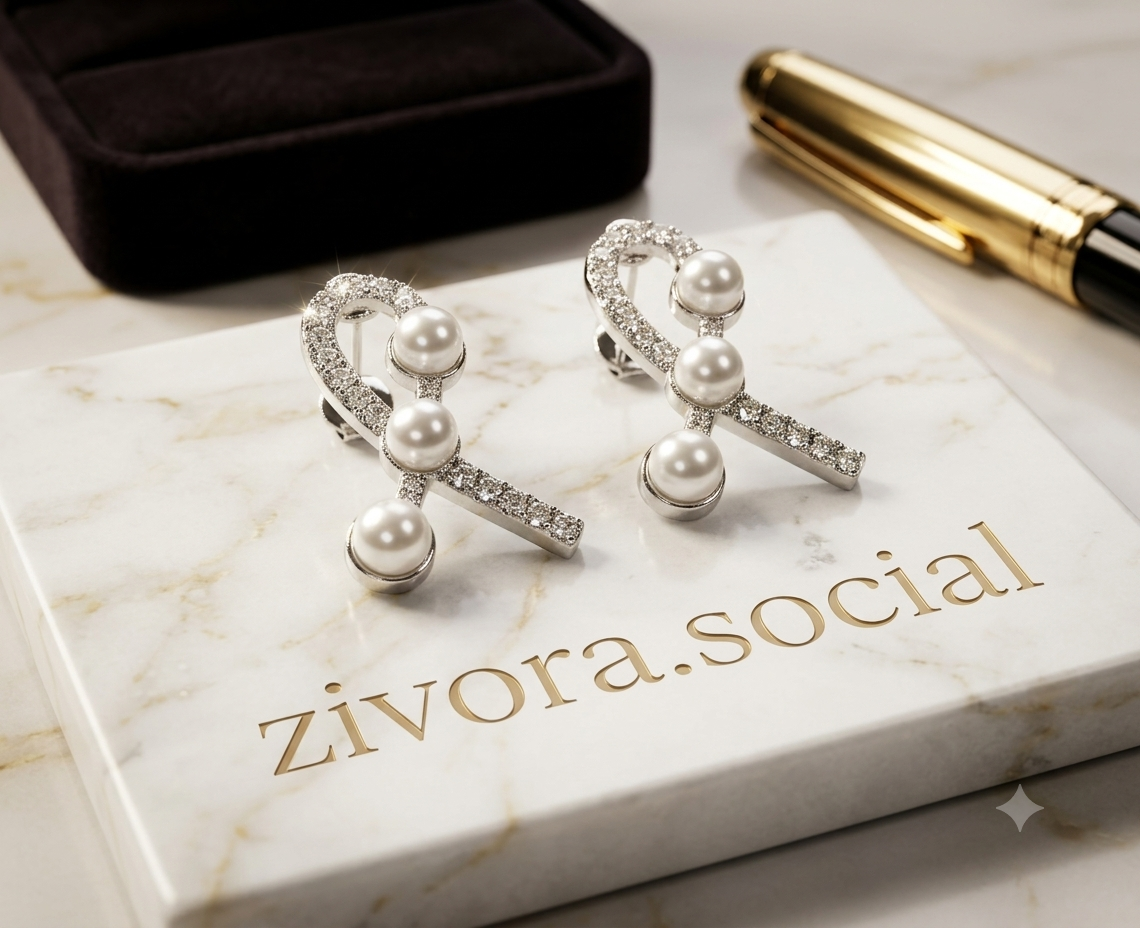 Pearl heart bow earrings