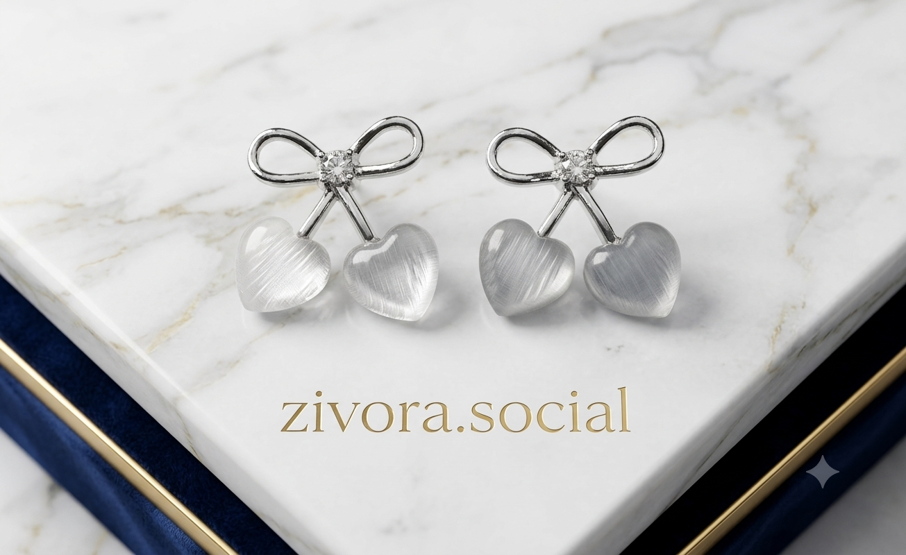 White heart earrings